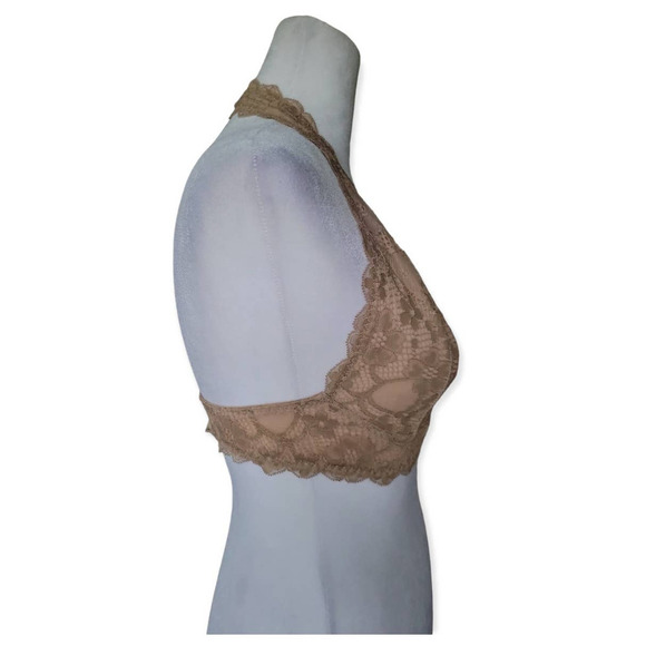 Free People‎ Women's Galloon Lace Halter Bralette Size Small Nude Beige - Picture 7 of 10